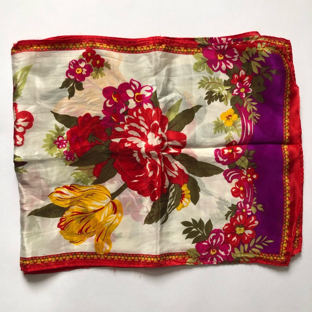 Liz Claiborne Fancy Floral Long Silk Scarf - Picture 1 of 4